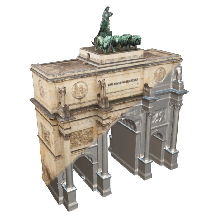 Siegestor als 3D-Modell Siegestor als 3D-Modell mit aufgetragenen Echtfarben